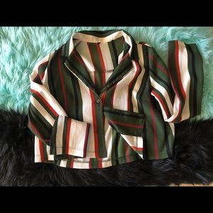Mock Gucci Long Sleeved Crop Top